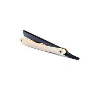 Navaja de barbero profesional de acero inoxidable de alta calidad, plegable, con hoja recta y logotipo personalizado - Product Image 1