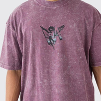 T-shirt pour homme coupe ample délavé à l'acide, manches courtes, style urbain, personnalisable, OEM