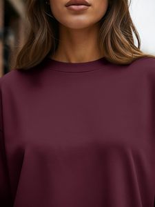 Pull à col rond à manches longues pour femme, couleur unie, tricoté, décontracté, 100% coton, respirant, toutes saisons - Product Image 6