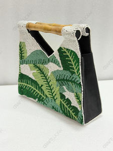 Bolso de mano con cuentas de hojas tropicales, fabricante de bolsos con motivos botánicos, venta al por mayor, OEM, bolso artesanal, exportación, marca privada, a granel - Product Image 2