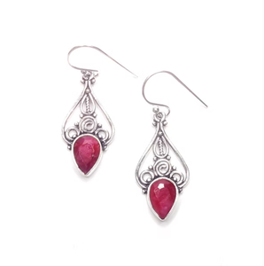 925 Sterling Silver Classic Style Dangle Drop Earrings with Ruby Gemstones Women's Anniversary Party Jewelry - Product Image 3
