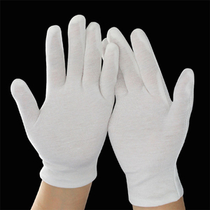 Gants de nettoyage de bijoux en coton blanc texturé, taille M, avec logo personnalisé imprimé directement en usine, référence CS004, fabriqués en Chine - Product Image 6