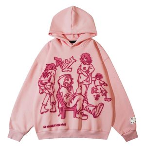 men hoodie cotton fleece oversized drop shoulder heavy <b>weight</b> distressed embroidery graphic print streetwear hoodie wear - Product Image 6
