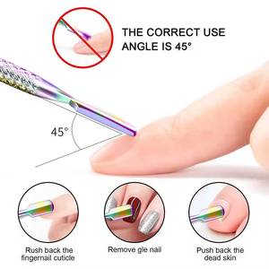 Morje Surgical Stainless Steel Reusable Manicure Cuticle Pusher Double Head <b>Nail</b> <b>Tool</b> Rainbow Finish - Product Image 6