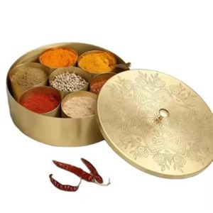 Boîte à épices ronde en métal avec 6 compartiments, design traditionnel, anti-poussière, support de rangement de cuisine pour épices et herbes - Product Image 6