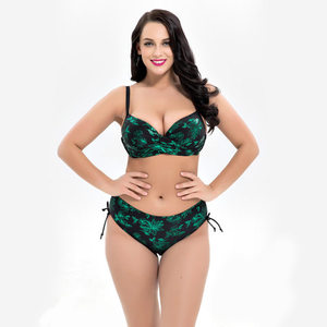 Conjunto de Bikini con Estampado Floral para Mujer, Talla Grande, Top con Push-Up, Braguita Hipster, Diseño Trenzado de Spandex y Poliéster - Product Image 6