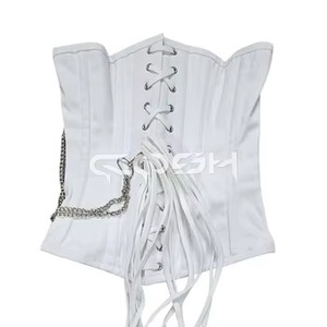Top corset en denim blanc tendance |   Corset élégant sous la poitrine avec fermoir et fermeture éclair - Product Image 6