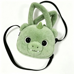 Sac bandoulière dinosaure en peluche personnalisé, sac à main dinosaure vert mignon en peluche, sac à bandoulière dinosaure de dessin animé, sac à main en peluche sur le thème des animaux pour enfants - Product Image 2