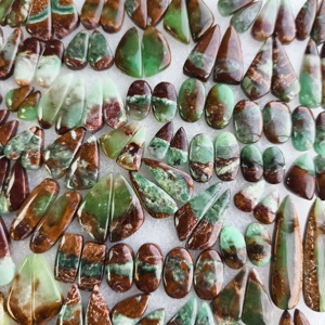 Paire de cabochons en chrysoprase naturelle, pierres vertes assorties pour la fabrication de bijoux, 15x9x5mm 42x12x5mm 29 carats - Product Image 6