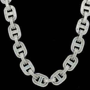 Collar de Cadena Cubana con Ancla, Estilo Hip Hop, para Rapper, Plata 925, con Diamantes de Moissanita, Joyería Brillante, para Fiestas, Regalo - Product Image 1
