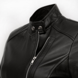 Veste en cuir pour femme, style moto, coupe ajustée, en cuir d'agneau véritable, souple et luxueux, avec fermeture éclair, coupe-vent, de la marque Solid Trader - Product Image 2