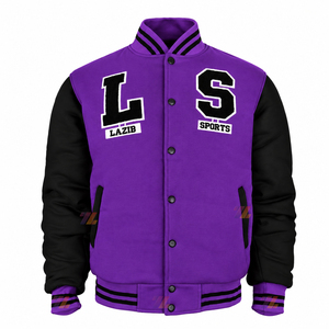 Chaquetas Varsity de Felpa de Algodón Unisex para Jóvenes, Tallas Grandes, Transpirables, con Forro Estampado en Satén por Sublimación, Estilo Béisbol, Fabricación OEM - Product Image 2