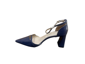 Escarpins slingback en cuir verni à bout carré, talon bloc, bride à boucle, rouges, talons hauts, tendance mode toutes saisons - Product Image 5