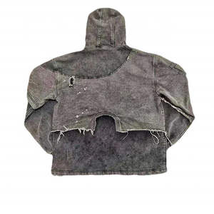 100% Cotton Heavy Weight Distressed <b>Black</b> Acid Washed <b>men's</b> <b>hoodie</b> Blank <b>Men's</b> Pullover Vintage Winter <b>men's</b> hoodies 2026 - Product Image 3
