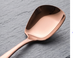 Ensemble de cuillères élégantes en acier inoxydable plaqué or rose, finition miroir, manche long, design moderne, compatibles lave-vaisselle - Product Image 2