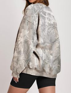 Sweat-shirt imprimé à manches lanternes surdimensionnées, col rond, tricoté, respirant, unisexe, pour l'automne - Product Image 2