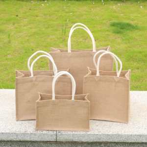 Sac messager en toile de jute multi-poches pour l'école, le bureau et l'usage quotidien - Product Image 1