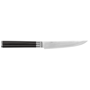 Cuchillo para carne de 4.75 pulgadas, hoja afilada de acero de Damasco con mango de madera Pakkawood negra para cortar carne de res, filetes y cenas. - Product Image 1
