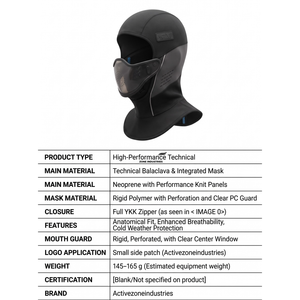 Balaclava technique en nylon mérinos 240 GSM de qualité supérieure avec écran buccal amovible en polycarbonate, masque de ski streetwear, personnalisable OEM - Product Image 6