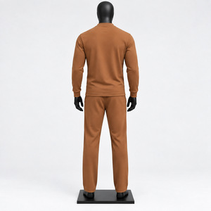 Conjunto Deportivo de Dos Piezas para Hombre, Juvenil, Transpirable, con Cuello Alto, Color Sólido, Cierre de Cremallera, Manga Larga, Pantalones Casuales - Product Image 4