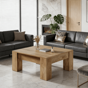 Tavolino Moderno in Legno Stile Wabi-Sabi, Tavolo Pieghevole per Casa, Ufficio, Camera da Letto, Soggiorno, Tavolino da Caffè con Funzione di Archiviazione - Product Image 4