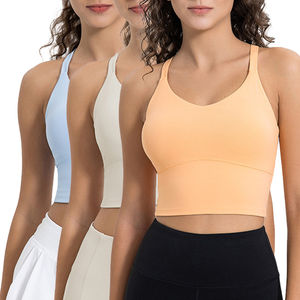 เสื้อชั้นในกีฬาผู้หญิงพิมพ์โลโก้ได้ ยืดได้ 4 ทิศทาง เนื้อผ้านุ่ม ระบายอากาศ แห้งเร็ว ผลิตจากไนลอนและสแปนเด็กซ์ เหมาะสำหรับออกกำลังกาย ฟิตเนส โยคะ แบบสองชั้น - Product Image 5