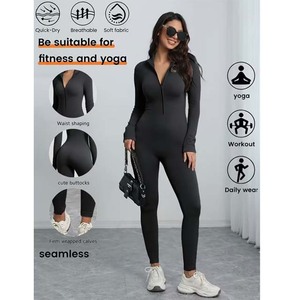 Trajes de Yoga de una Pieza para Mujer, Conjunto de Yoga con Cierre y Manga Larga, Ropa Deportiva, Body para Fitness - Product Image 5