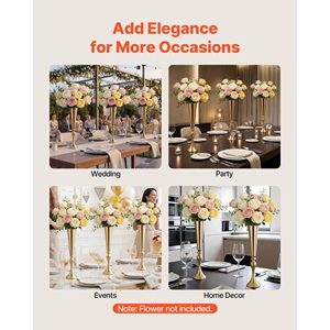 Set di 12 Vasi Alti per Fiori da Matrimonio, Facile Installazione, Finitura Elettroplaccata, 21,7 Pollici, Centrotavola per Banchetti e Decorazioni per Tavoli Nuziali - Product Image 5