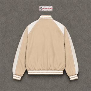 Blouson universitaire en laine beige personnalisé pour homme et femme, style classique baseball, avec logo personnalisé, streetwear, mode hiver, qualité supérieure - Product Image 6