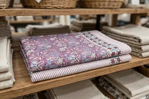 Mantel Rectangular de Lino y Algodón con Estampado Floral, Lavable, para Uso Doméstico, Duradero, Hecho a Mano, Ligero, con Logotipo Personalizado, Estilo Rajasthan - Product Image 3