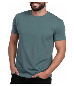 Custom Mens Casual Blank Solid Color Breathable Cotton Spandex Worsted Embossed Long Sleeve O Neck Collar <b>Tshirt</b> for Men Daily - Product Image 5