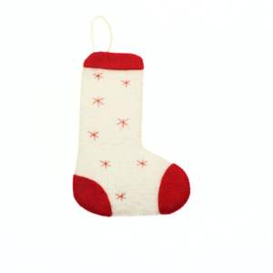 Calcetín Navideño de Lana Hecho a Mano, Ecológico, Suave, Rojo y Blanco, Mini Adorno Colgante, Decoración Clásica - Product Image 2