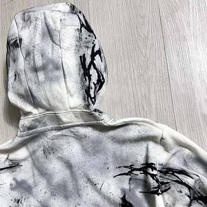 เสื้อฮู้ดซิปแบบกำหนดเองสำหรับผู้ชาย ผ้าเทอร์รี่คอตตอน 100% เสื้อฮู้ดสตรีทแวร์ลายพิมพ์สำหรับฤดูหนาว ทรงโอเวอร์ไซส์ คอปกสองชั้น - Product Image 3