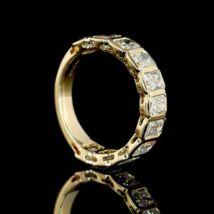 Bague d'éternité de mariage sertie de diamants de laboratoire taille radiant en or 10K 14K 18K et argent 925 935, luxe pour fiançailles et anniversaire - Product Image 4