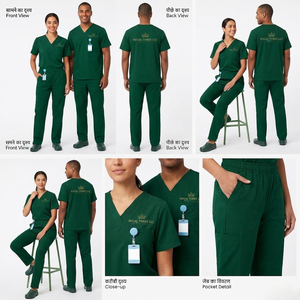 Tenue médicale unisexe : Blouse à col en V et pantalon de jogging pour infirmiers et médecins - Product Image 6