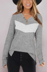 Hot Selling Classic Design Polyester Canvas Chiffon Button Ladies' Casual Long Sleeved T-Shirt <b>Top</b> Winter - Product Image 2