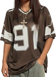 Custom Casual 100% Polyester Fabric Screen Print Breathable <b>Oversized</b> <b>V</b> <b>Neck</b> Jersey Mesh Soccer <b>T</b>-<b>shirt</b> Men - Product Image 2