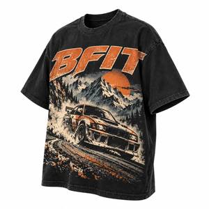 T-shirt vintage noir à manches courtes, col rond, imprimé sur le devant, coupe ajustée, motif graphique personnalisé, style streetwear - Product Image 6