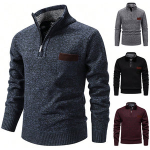 <b>Men's</b> 100% wool knitted <b>sweater</b>, half <b>turtleneck</b> with zipper, winter casual <b>sweater</b> pullover, customizable - Product Image 4