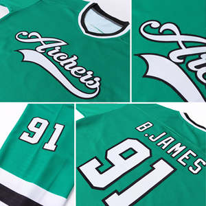 Maillot de hockey sur glace vert personnalisé pour homme, col en V, maille respirante, écologique, logo personnalisé, uniforme d'équipe - Product Image 3