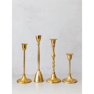 Luxurious Golden <b>Brass</b> <b>Candlestick</b> Holders Set of Four Different Heights for Home Decoration - Product Image 1