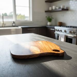 Tabla de cortar de cocina de madera de larga duración con orificio para colgar en la pared, superventas - Product Image 3