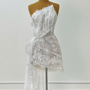 OEM Custom Design Evening mini dress Handmade Fashion Satin Mini Dress Luxury Beading Cute flower lace party dress - Product Image 1
