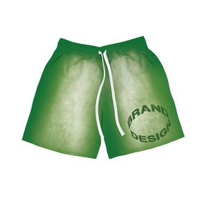 Shorts en coton 100% personnalisés, délavés à l'acide, avec broderie et patchs, ourlet brut, coupe déchirée, effet soleil délavé pour homme - Product Image 3