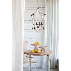 Lampadario a catena regolabile in legno a 4 luci per il Foyer della sala da pranzo della cucina o la lampadina dell'ingresso non inclusa - Product Image 2