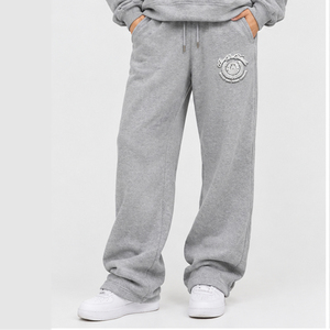 Pantalones Deportivos para Mujer con Estampado Puff, Estilo Casual, de Poliéster y Algodón, Pierna Ancha, con Estampado Puff y Ajuste Cómodo para Uso Diario - Product Image 1