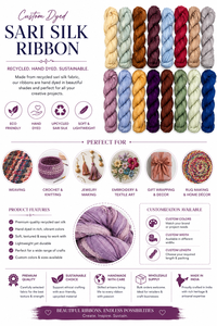 Wholesale Custom Dyed Sari Silk Ribbon Recycled Silk Fabric <b>Yarn</b> for Weaving Knitting Crochet Jewelry Making Crafts - Product Image 6