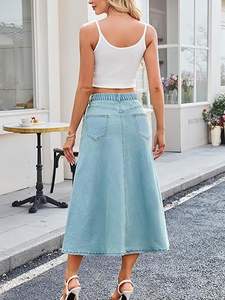 Jupe en jean de coton taille haute pour femme, style décontracté, vente en gros, commande en gros, robes décontractées d'été pour femme, achat en ligne - Product Image 4