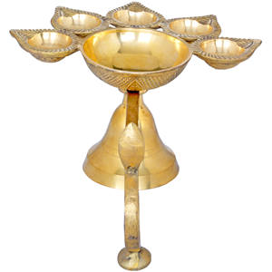 Article Aarti à cinq mèches de 3 pouces fait à la main en laiton pour la décoration intérieure fabriqué en Inde pour les cadeaux - Product Image 2