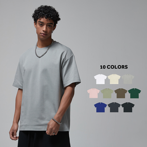 T-shirt d'été de haute qualité 220g respirant anti-plis uni couleur unie streetwear personnalisé à manches courtes coupe classique 100% coton biologique - Product Image 3